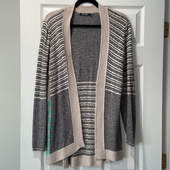 NIC + ZOE Flared Striped Cotton Blend Open Front Cardigan. Size M - Picture 1 of 6